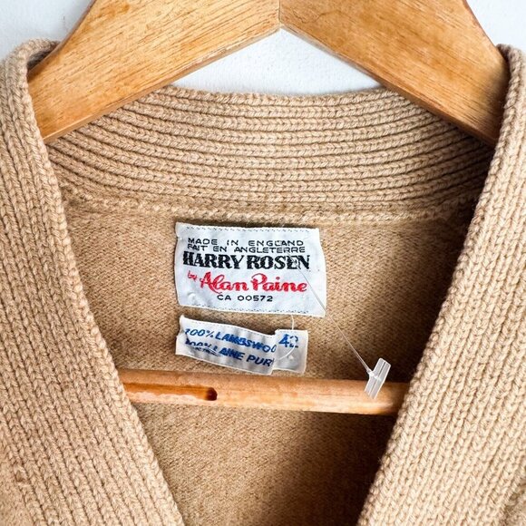 Vintage Harry Rosen by Alan Paine Lambswool Floral Embroidered Cardigan S - Picture 5 of 11